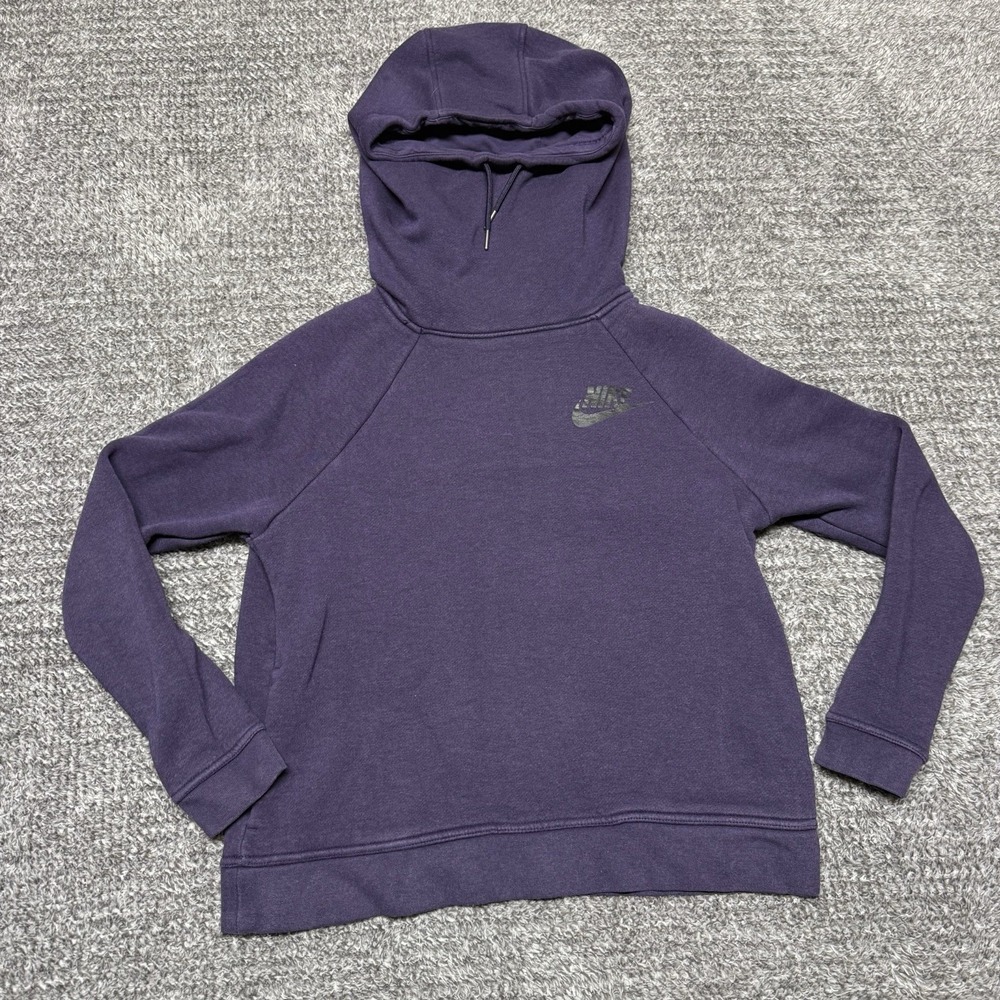 Nike Sweatshirt Womens Small Purple Hoodie Pullover Pockets Long Sleeve Y2K